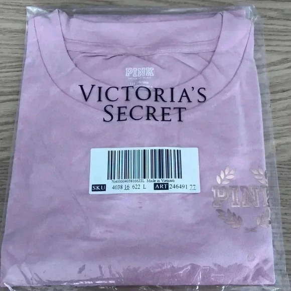 🆕PINK EVERYDAY LONG SLEEVE PINK LOGO CROPPED TEE L🆕 - Picture 4 of 4